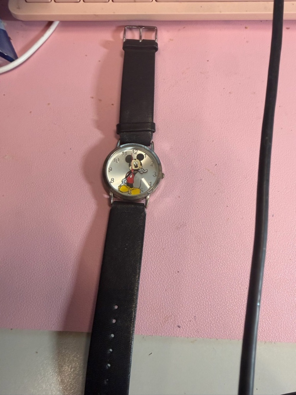 Vintage Mickey Mouse Wristwatch with Black Strap 1990s